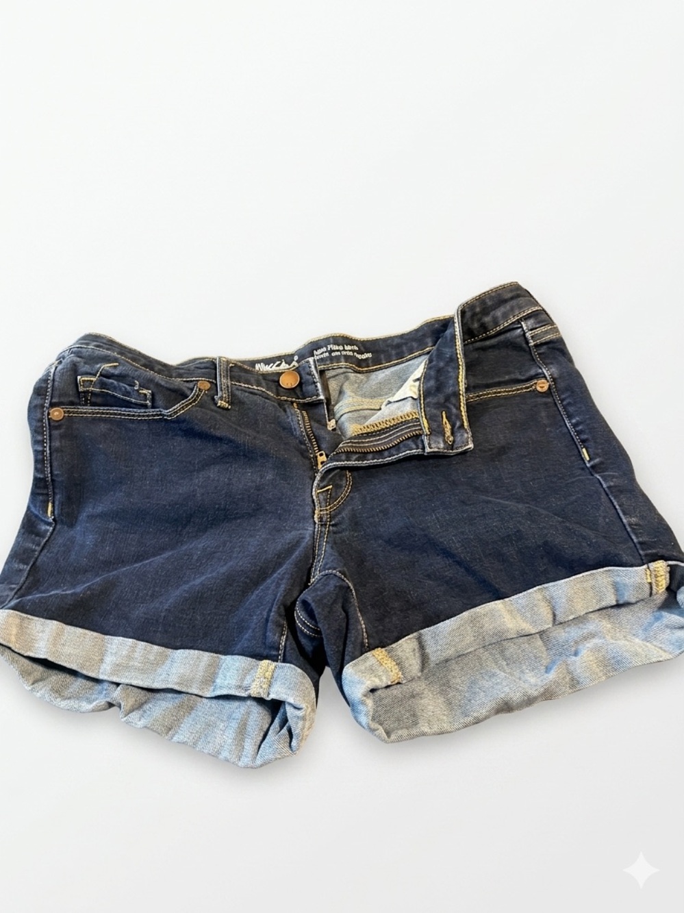 Mossimo Supply Co. Dark Indigo Cuffed Denim Shorts
